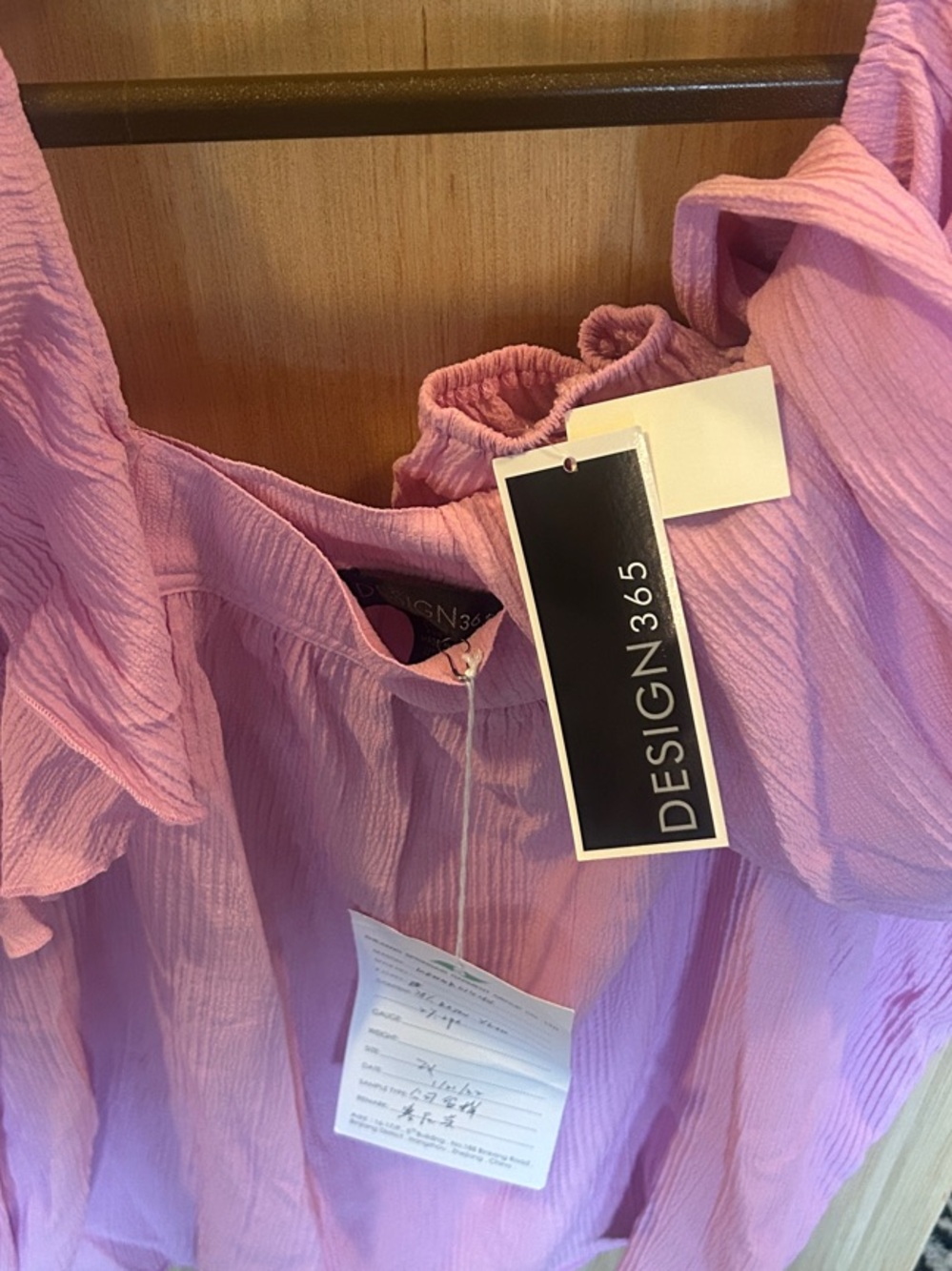 Pink Ruffle-Front Peasant Blouse - Picture 2 of 6